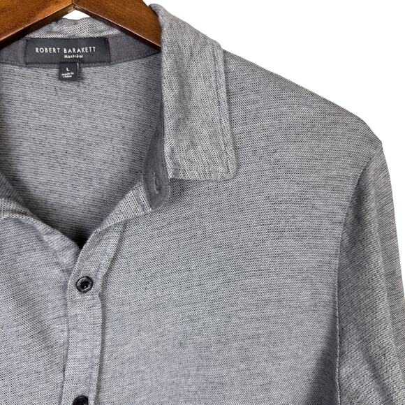 Robert Barakett Gray Knit 100% Cotton Button Up Long Sleeve Collared Shirt - Picture 6 of 8